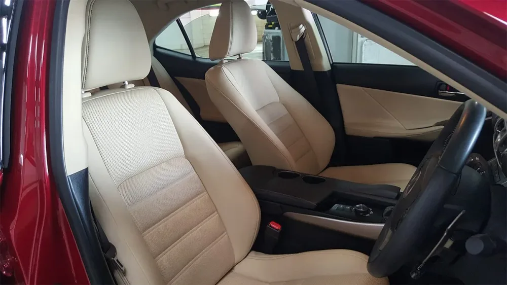 Cream leather seats after an interior protection treatment at Ceramicar Adelaide